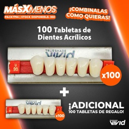 [PACK1796] 100 Tabletas de Dientes Acrílicos Vivid + 100 Tabletas Adicionales