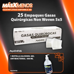 [PACK1797] 25 Gasas Quirúrgicas Non Woven 5x5 Machtig + Regalo