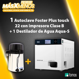 [PACK1822] 1 Autoclave Foster Plus Touch 22 con impresora clase B + 1 Destilador de Agua Aqua-S Fomos