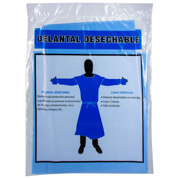 [DES363010] Bata delantal con mangas polietileno celeste x 10 un Machtig