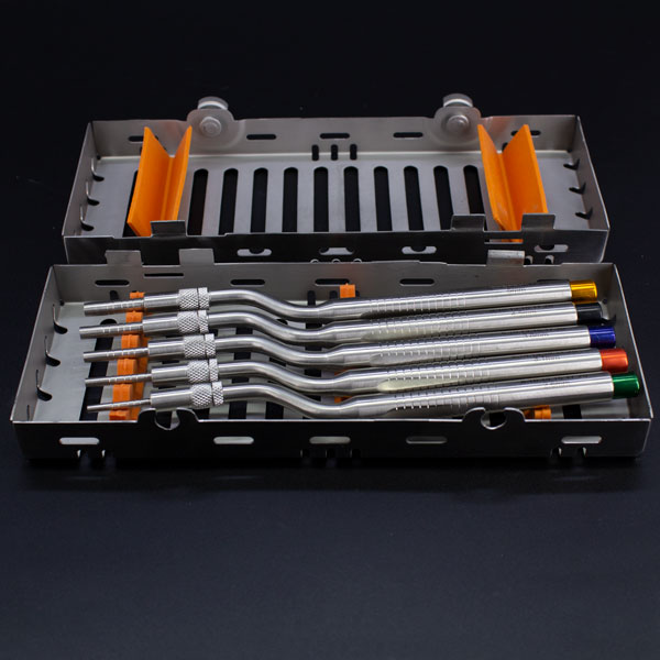 [IMPL3580C] Set Osteotomo Curvo x 5 Un. + Cassette Machtig